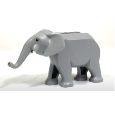LEGO  Elephant2c01 Light Bluish Gray Elephant Olifant Type 2 with Short White Tusks*